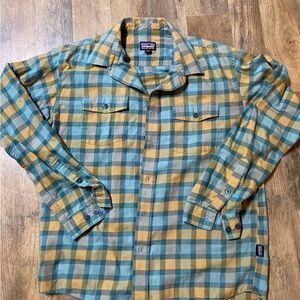 Patagonia Blue and Yellow Checkered Shirt